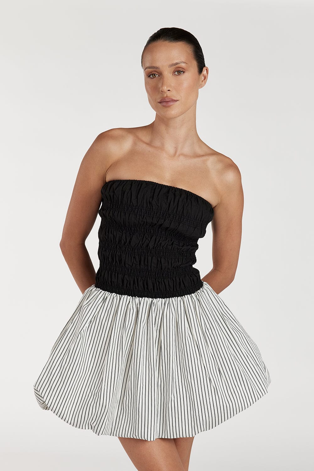 STOCKHOLM STRIPE SILK BLEND DRESS Clothing DISSH Boutiques 