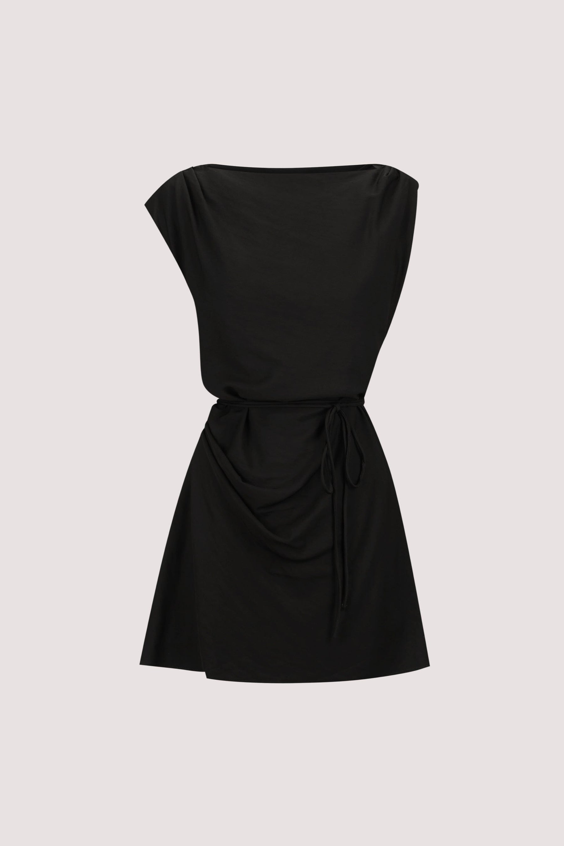 MARMO BLACK DRAPED MINI DRESS Clothing DISSH Boutiques 
