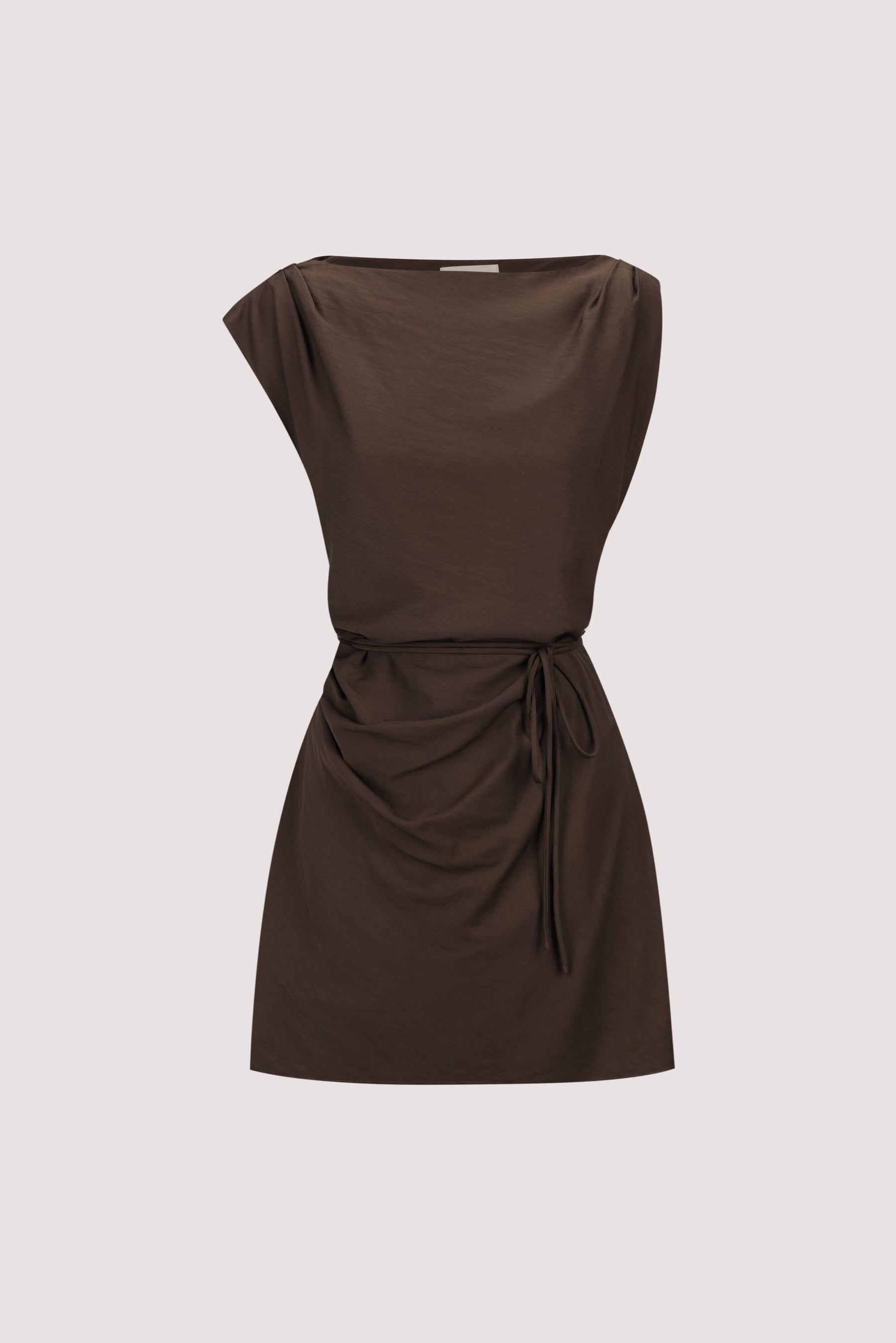MARMO CHOCOLATE DRAPED MINI DRESS Clothing DISSH Boutiques 