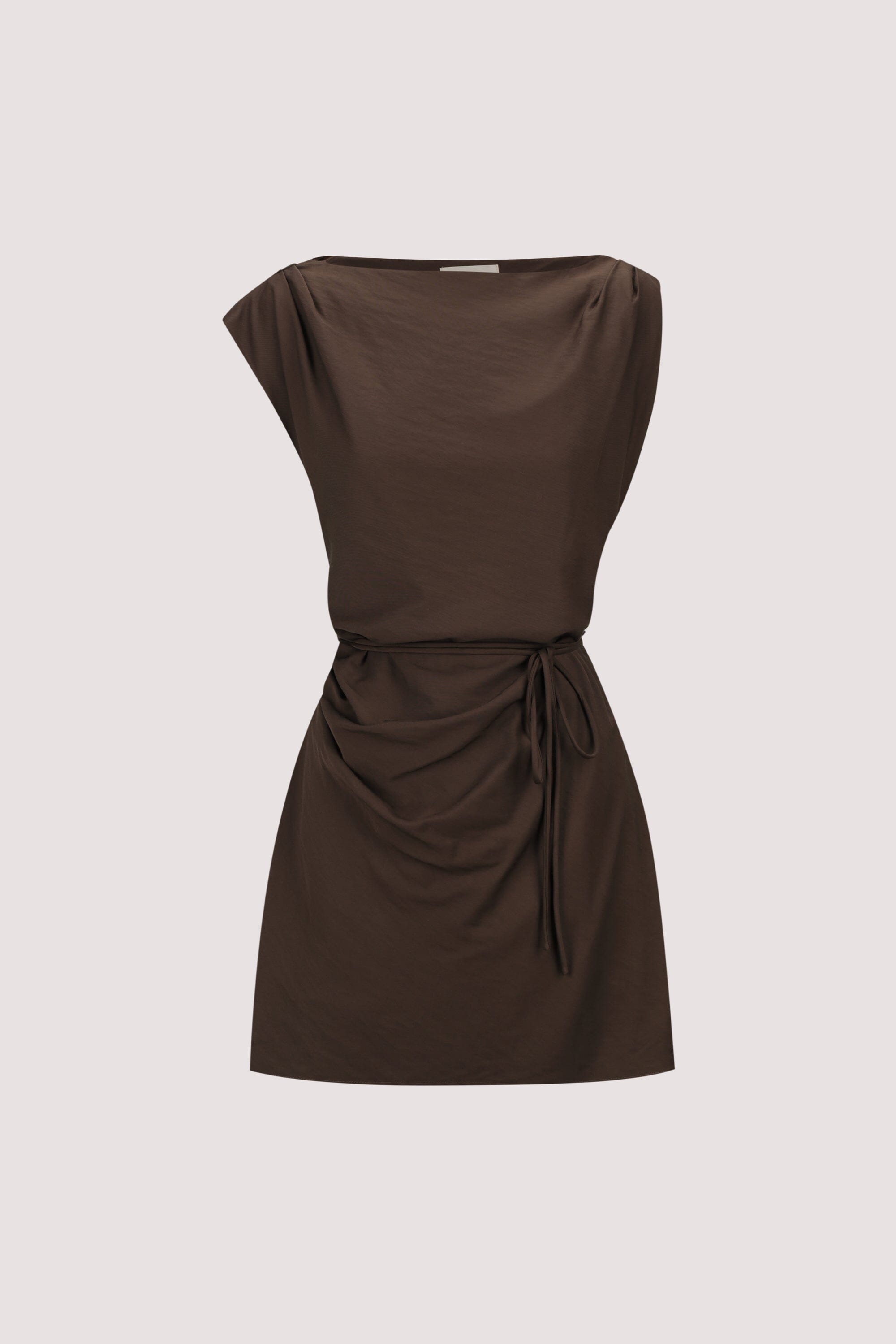 MARMO CHOCOLATE DRAPED MINI DRESS Clothing DISSH Boutiques 
