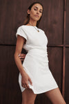 MARMO WHITE DRAPED MINI DRESS