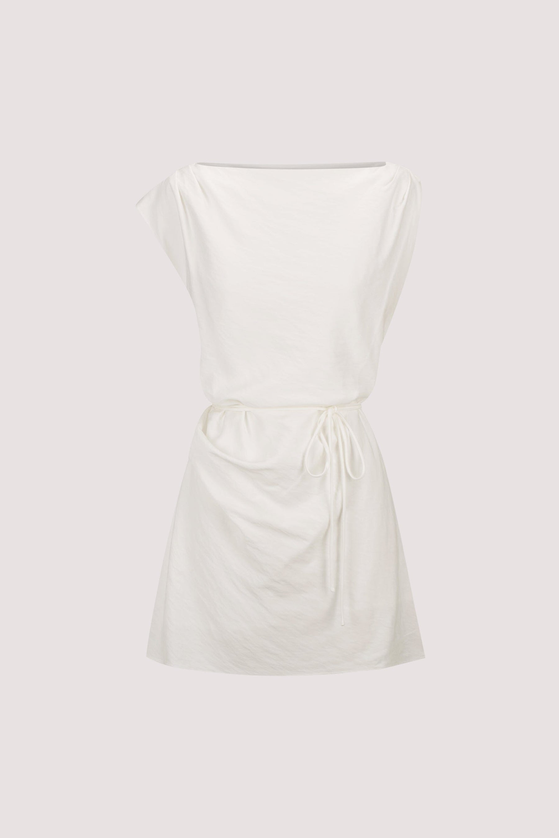 MARMO WHITE DRAPED MINI DRESS Clothing DISSH Boutiques 