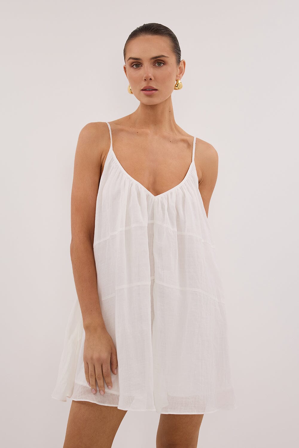 KAHN WHITE RAMIE MINI DRESS Clothing DISSH Boutiques 