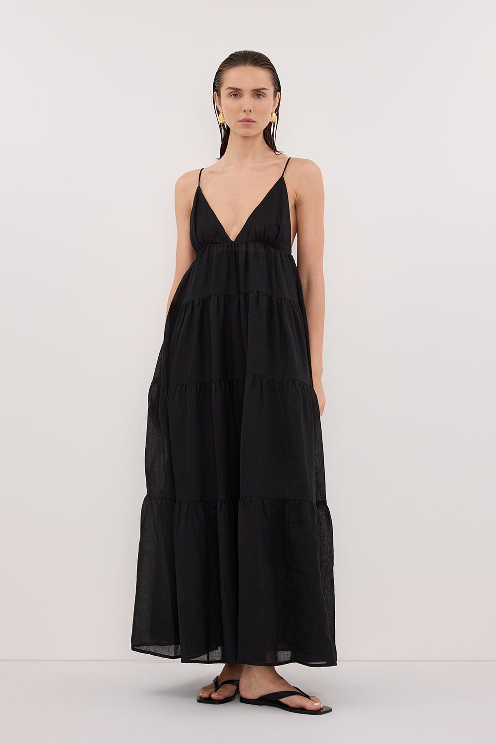 LIZA BLACK RAMIE MIDI DRESS Clothing DISSH Boutiques 6 BLACK 