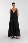 LIZA BLACK RAMIE MIDI DRESS