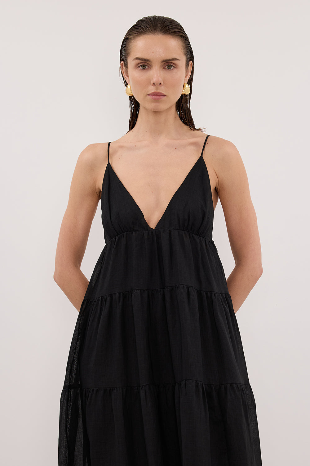 LIZA BLACK RAMIE MIDI DRESS Clothing DISSH Boutiques 