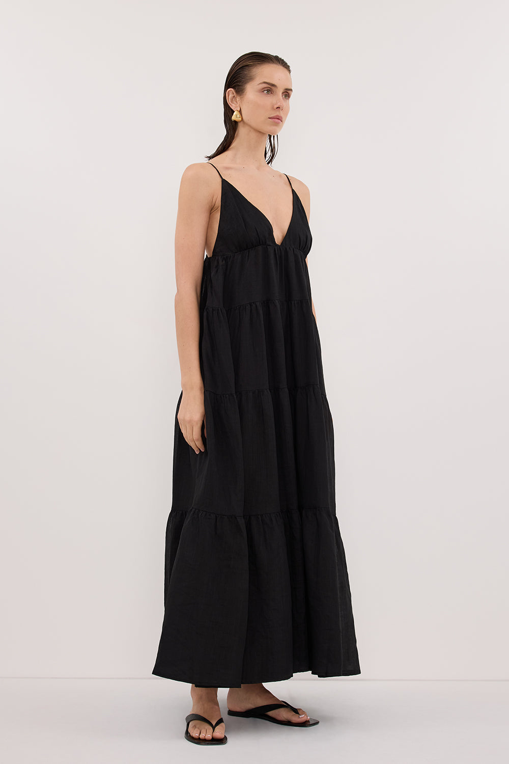LIZA BLACK RAMIE MIDI DRESS Clothing DISSH Boutiques 