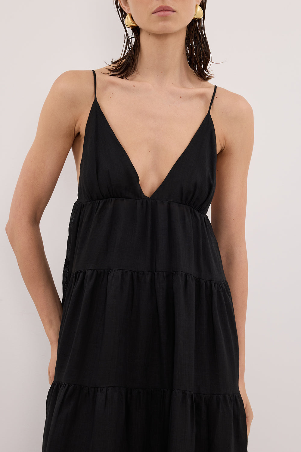 LIZA BLACK RAMIE MIDI DRESS Clothing DISSH Boutiques 