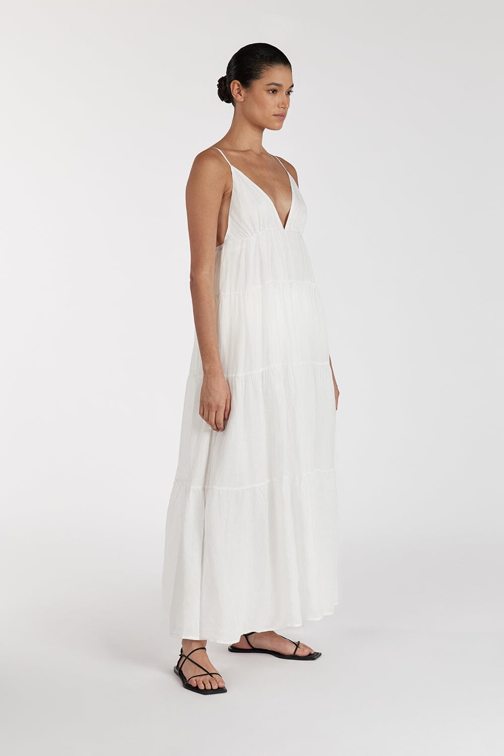 LIZA WHITE RAMIE MIDI DRESS Clothing DISSH Boutiques 