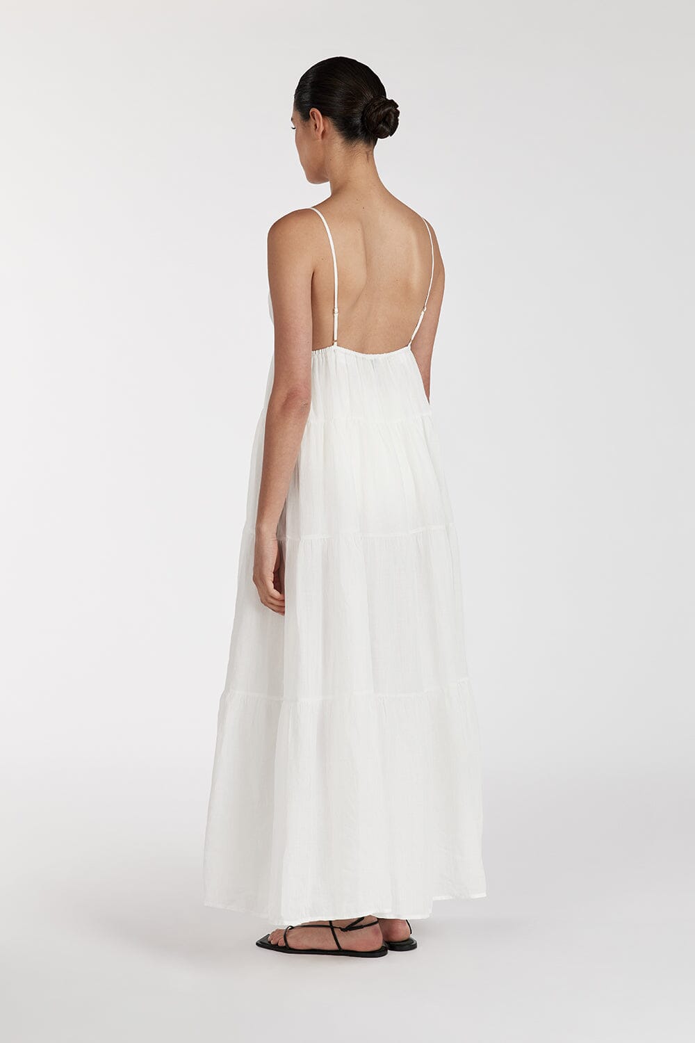 LIZA WHITE RAMIE MIDI DRESS Clothing DISSH Boutiques 