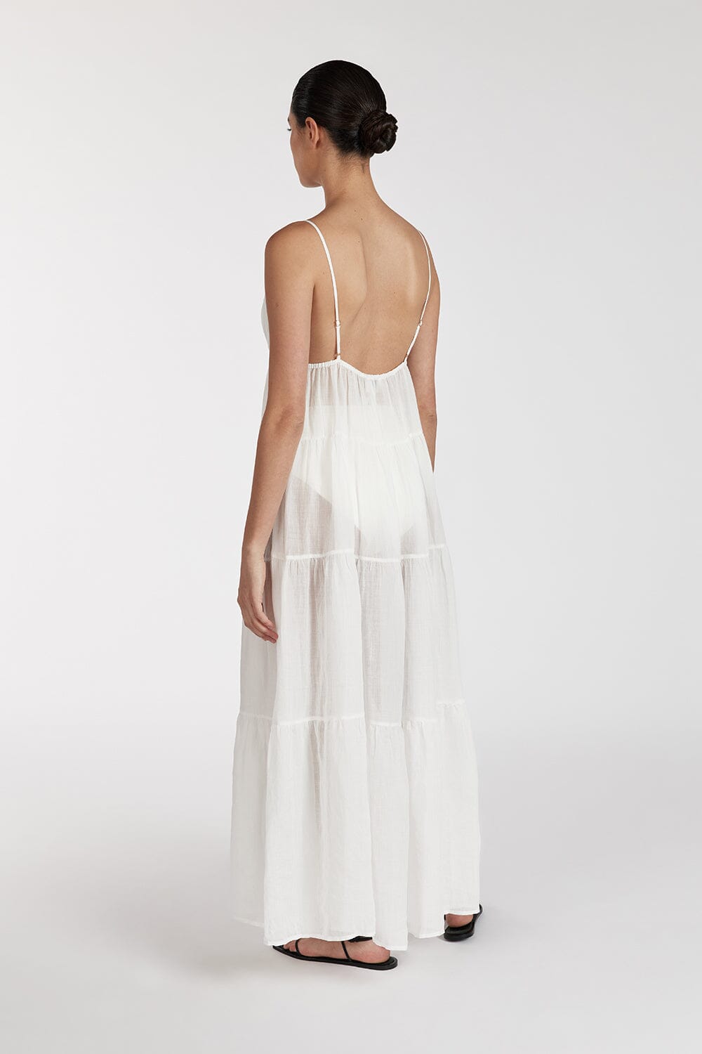 LIZA WHITE RAMIE MIDI DRESS Clothing DISSH Boutiques 