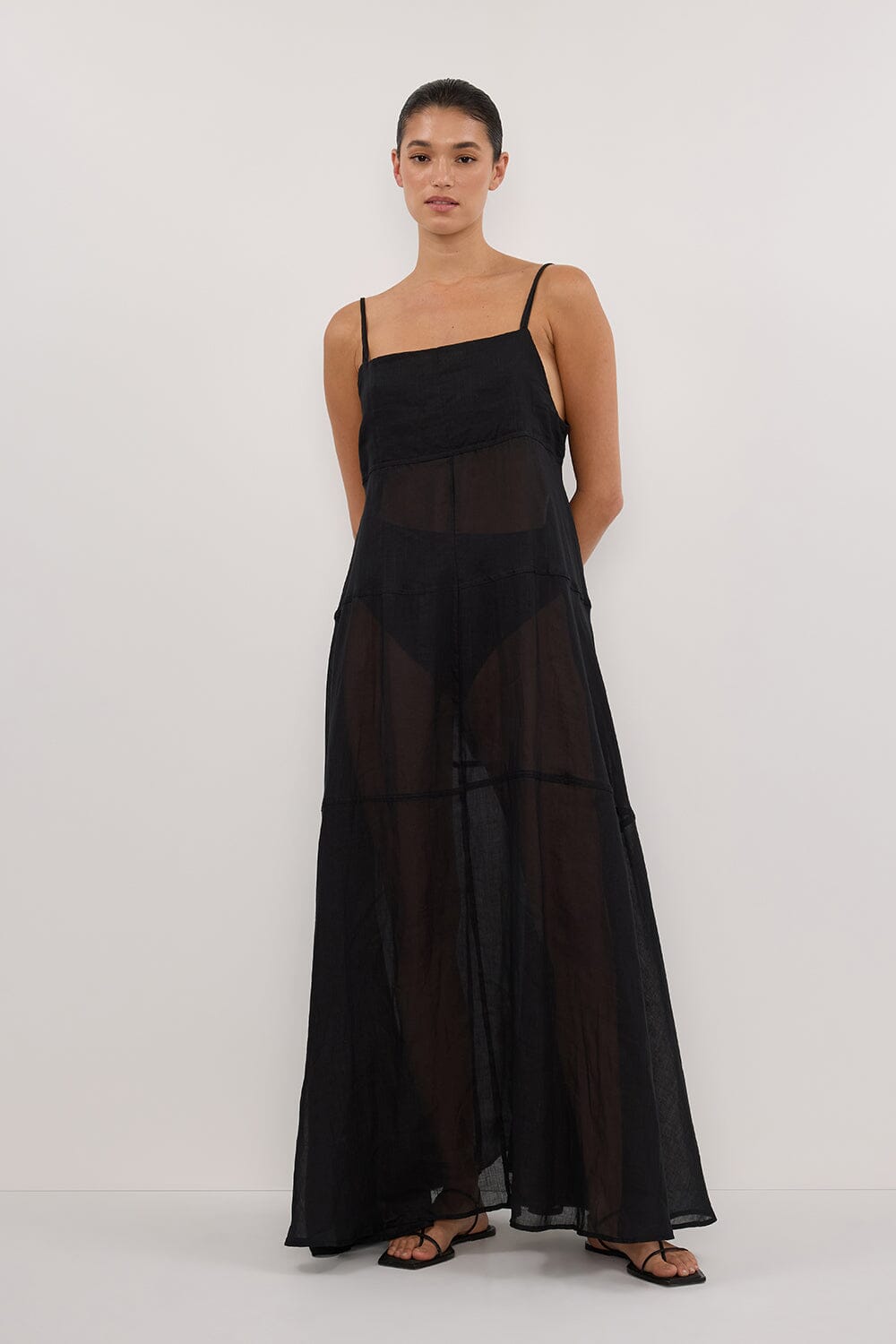 TINA BLACK RAMIE HIGH NECK DRESS Clothing DISSH Boutiques 