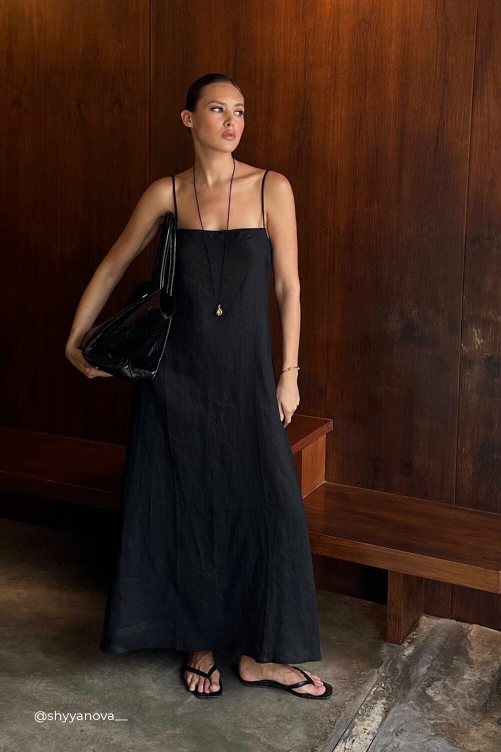 TINA BLACK RAMIE HIGH NECK DRESS Clothing DISSH Boutiques 