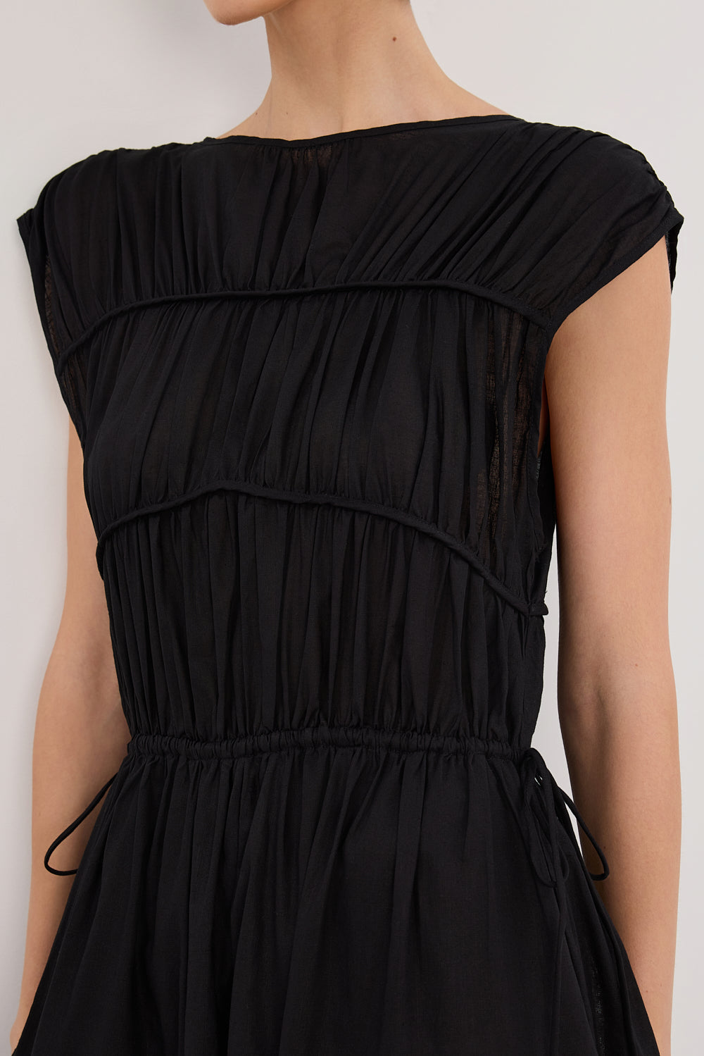 FLYNN BLACK LINEN BLEND MIDI DRESS Clothing DISSH Boutiques 