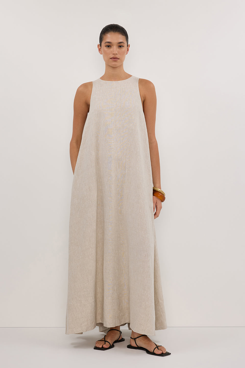 ISABELLE NATURAL LINEN MIDI DRESS Clothing DISSH Boutiques 