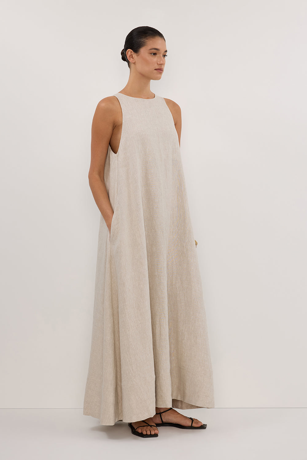 ISABELLE NATURAL LINEN MIDI DRESS Clothing DISSH Boutiques 