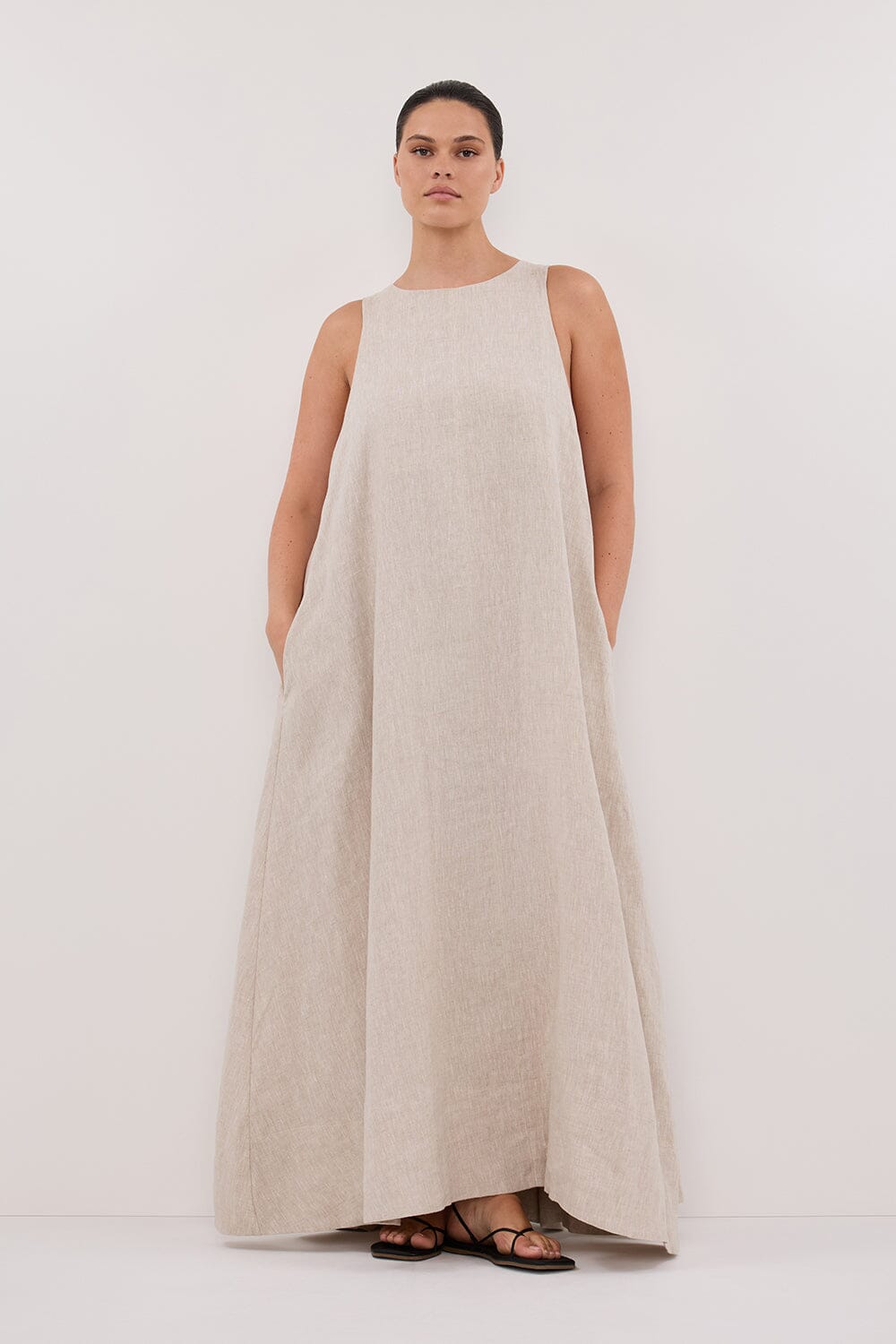 ISABELLE NATURAL LINEN MIDI DRESS Clothing DISSH Boutiques 
