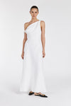 JOELLE WHITE LINEN MIDI DRESS