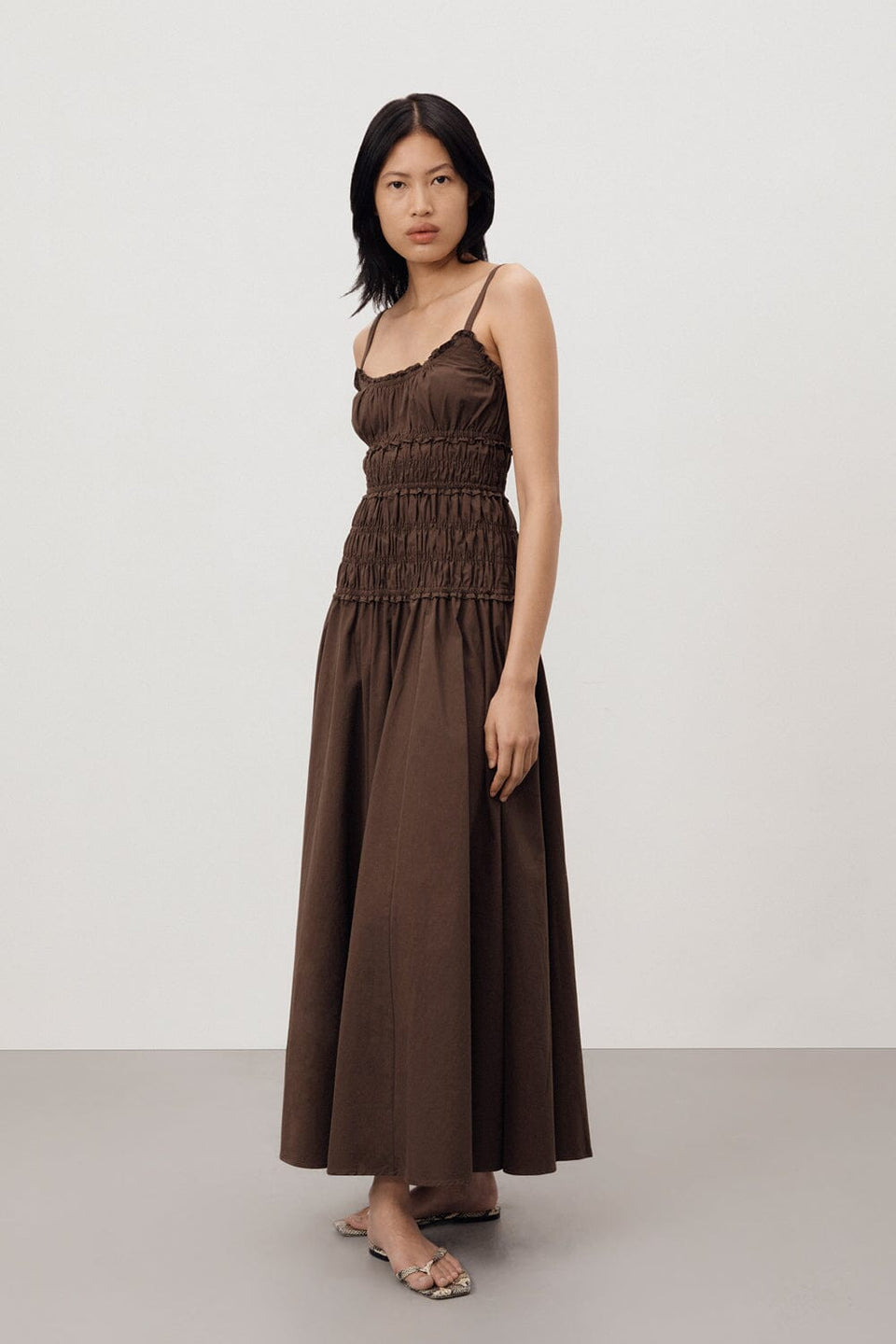 TOBY BITTER CHOC COTTON MIDI DRESS Clothing DISSH Boutiques 