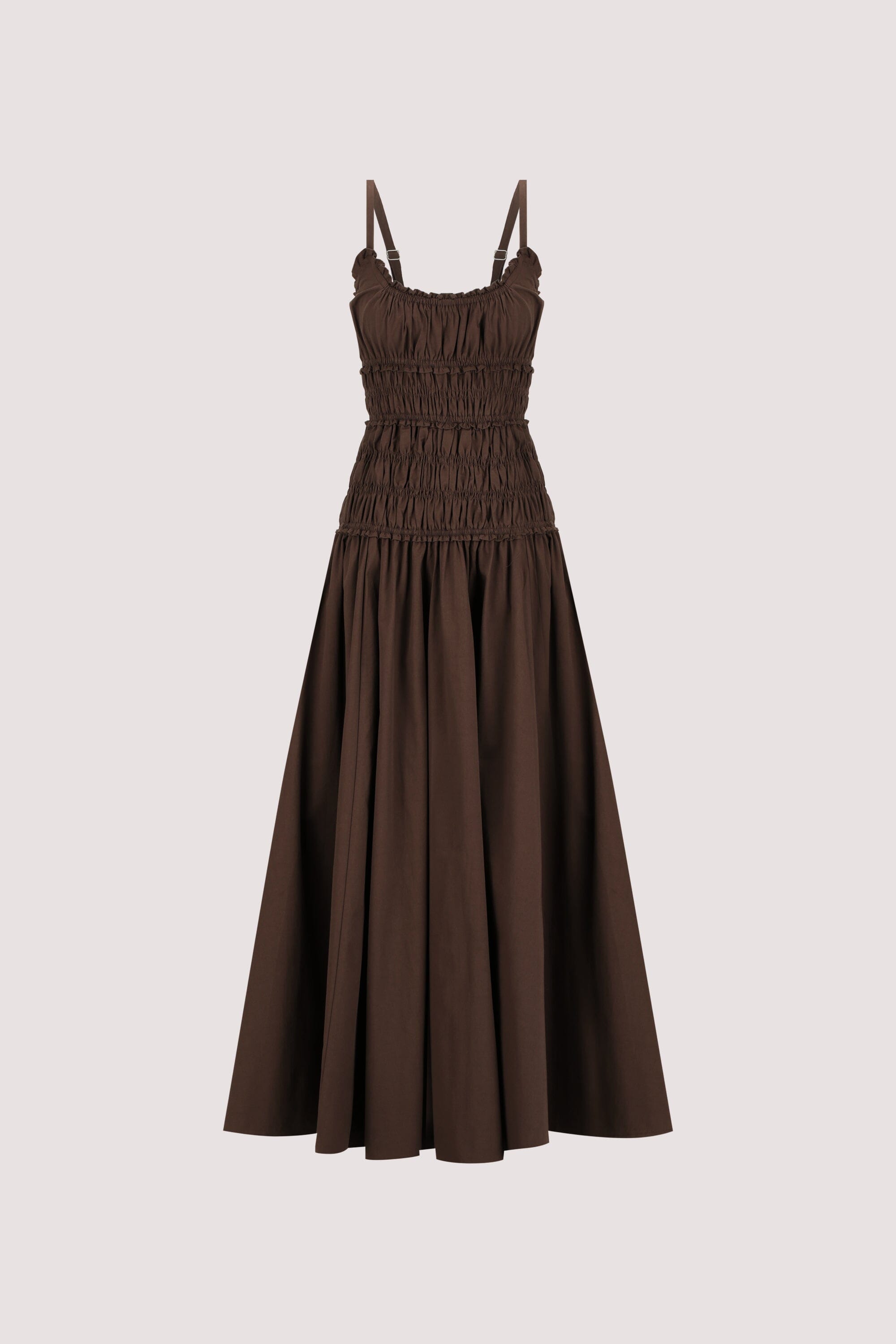 TOBY BITTER CHOC COTTON MIDI DRESS