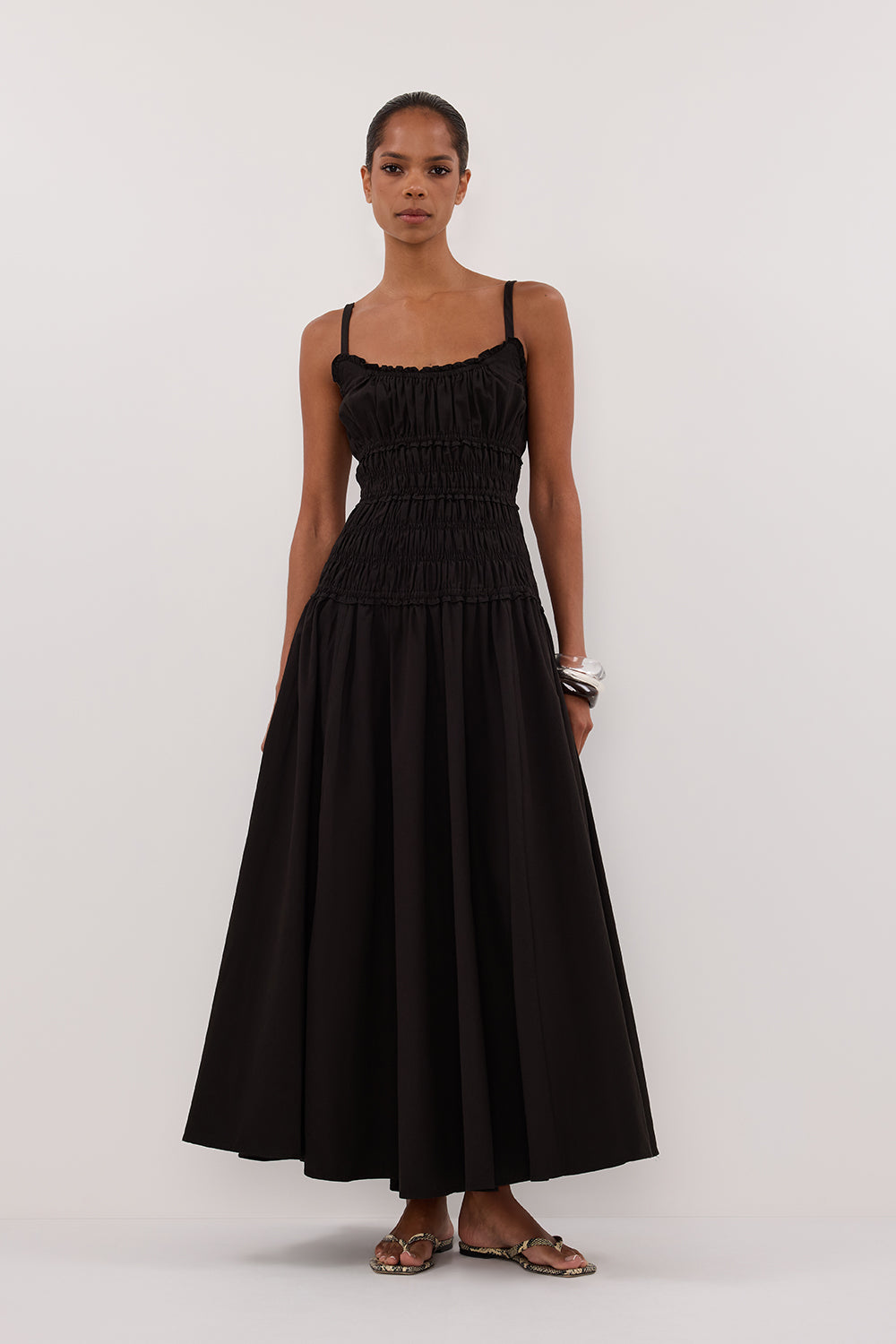TOBY BLACK COTTON MIDI DRESS Clothing DISSH Boutiques 
