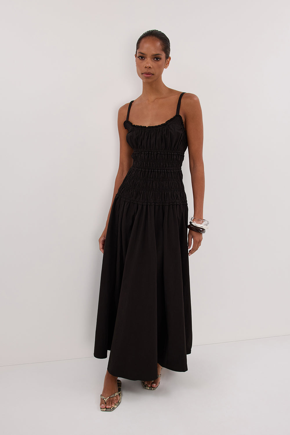 TOBY BLACK COTTON MIDI DRESS Clothing DISSH Boutiques 