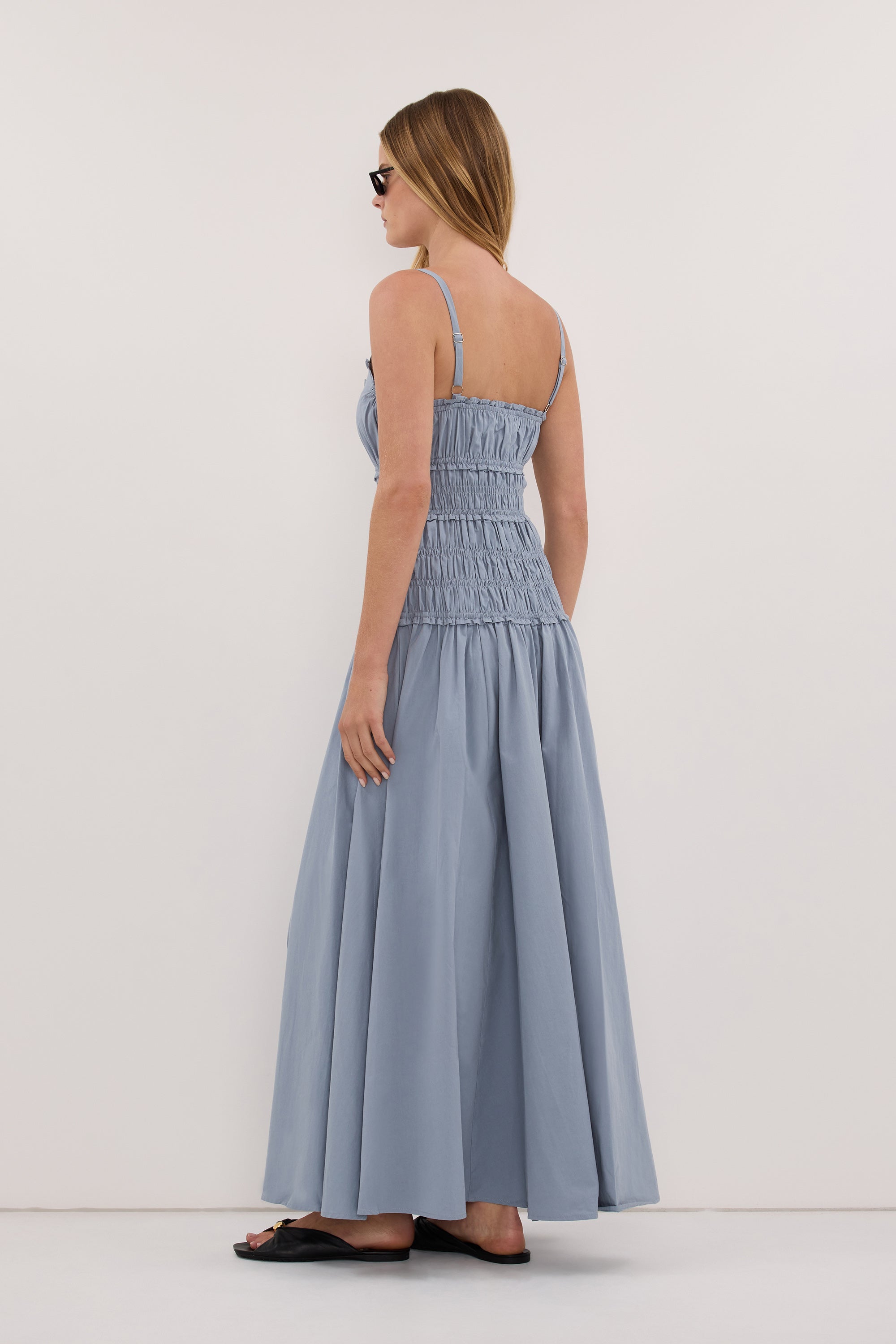 TOBY SLATE COTTON MIDI DRESS