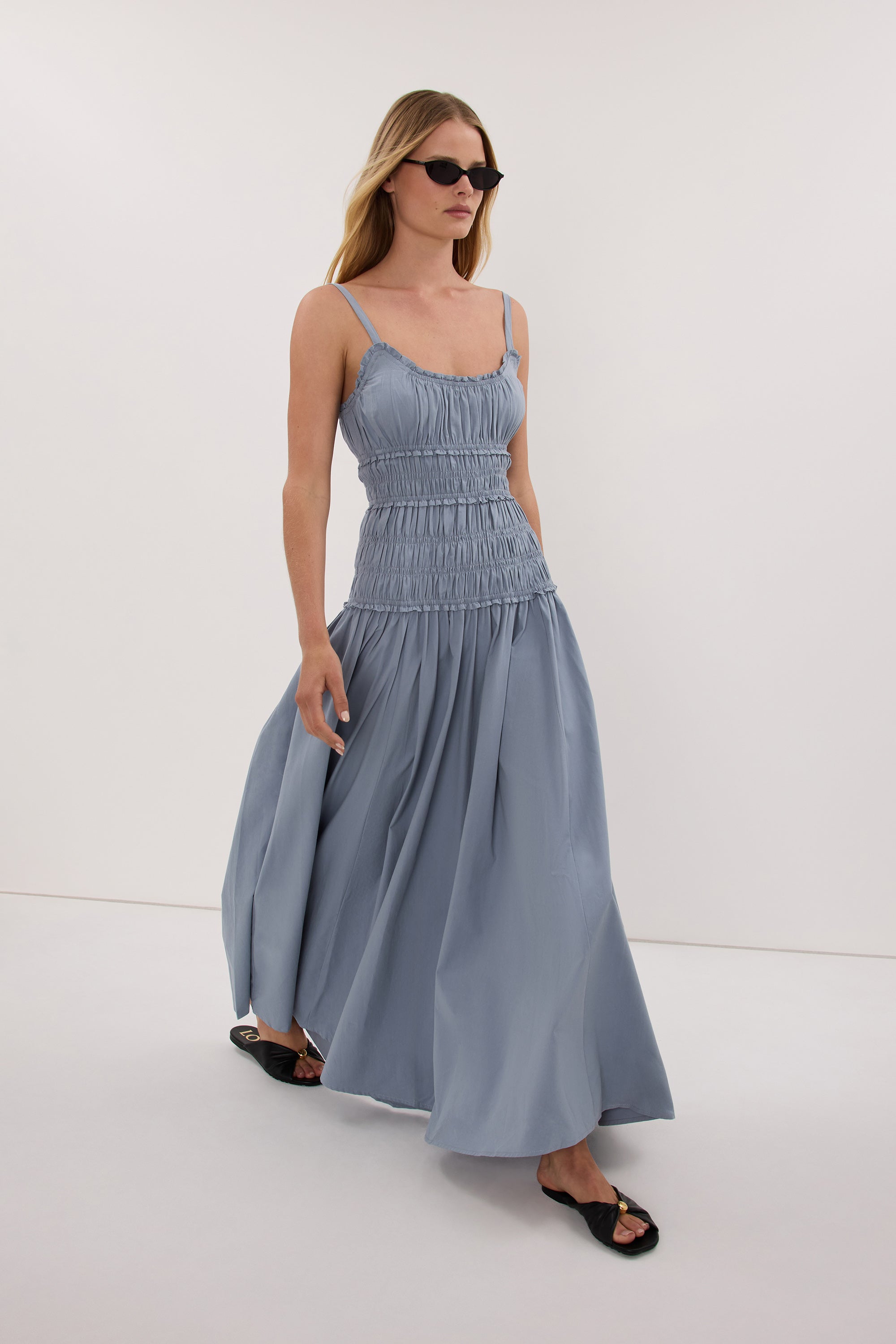 TOBY SLATE COTTON MIDI DRESS