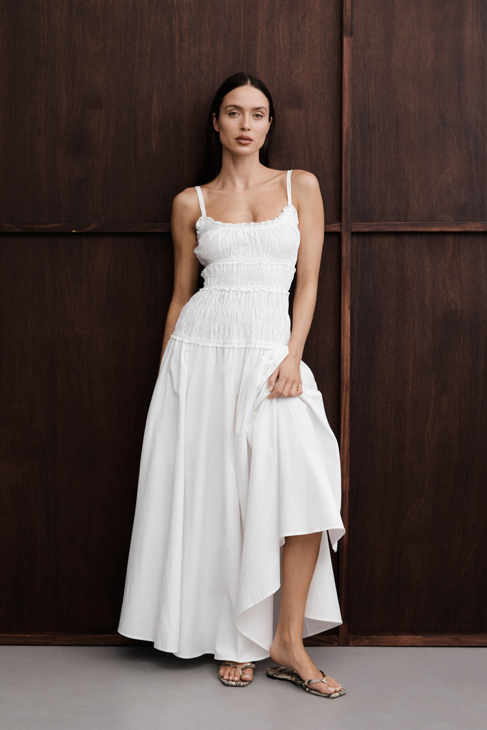 TOBY WHITE COTTON MIDI DRESS Clothing DISSH Boutiques 