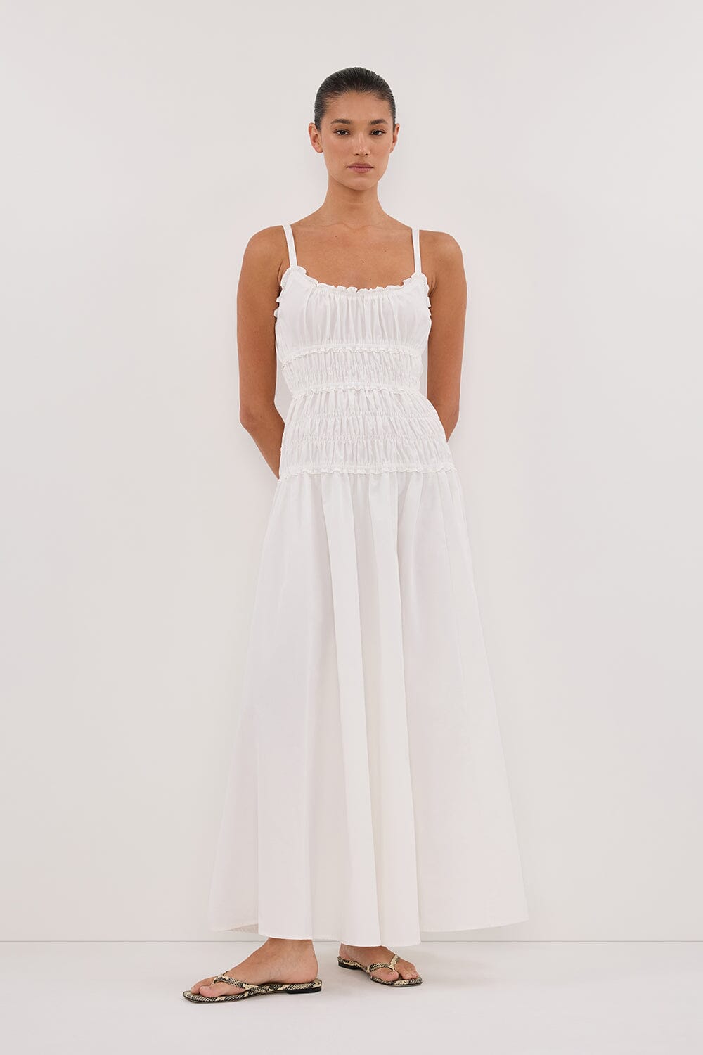 TOBY WHITE COTTON MIDI DRESS