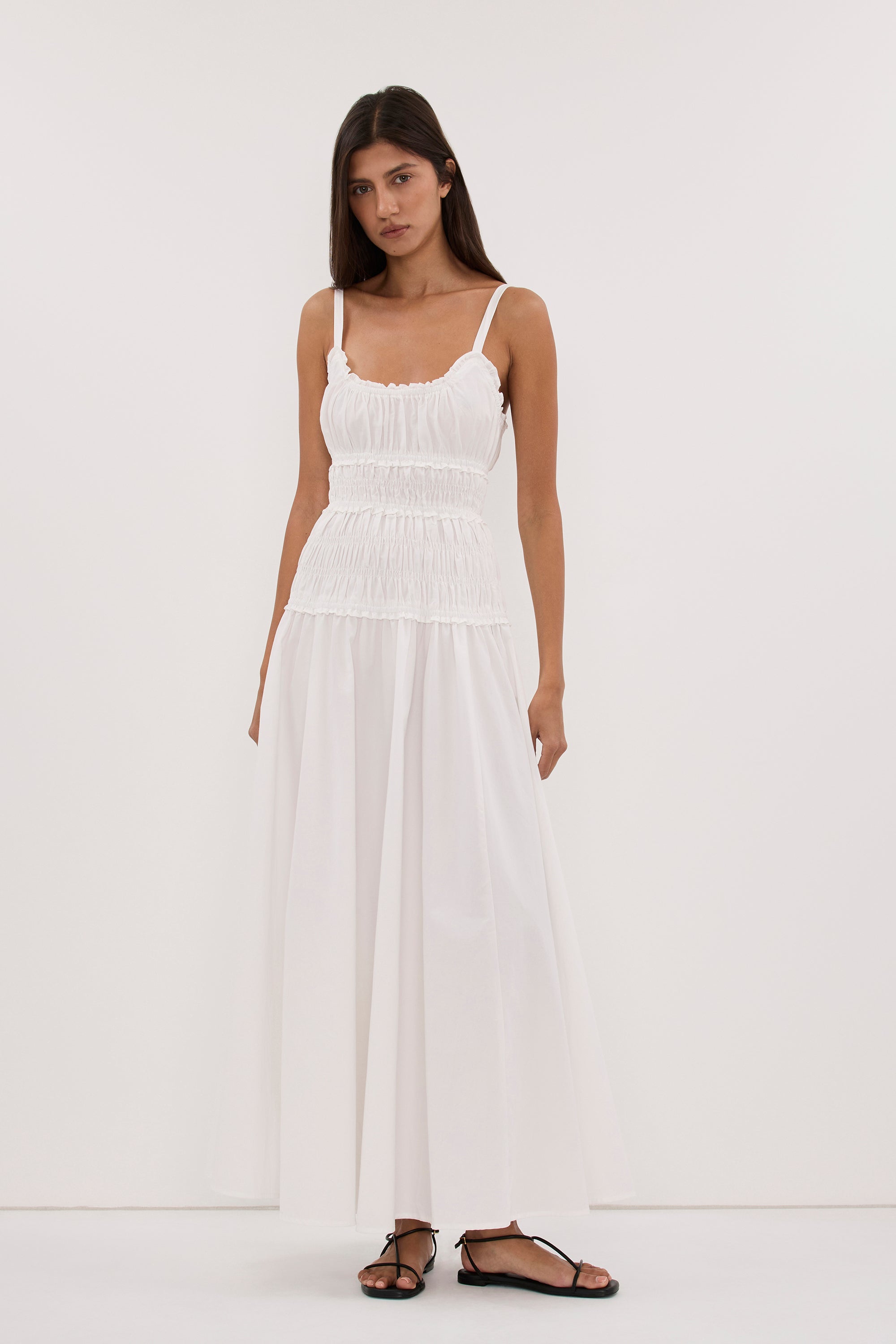 TOBY WHITE COTTON MIDI DRESS