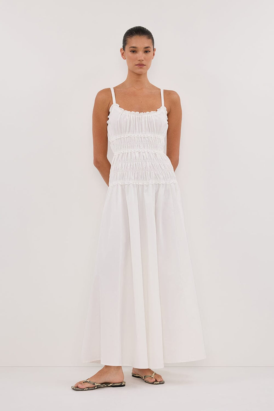 TOBY WHITE COTTON MIDI DRESS Clothing DISSH Boutiques 