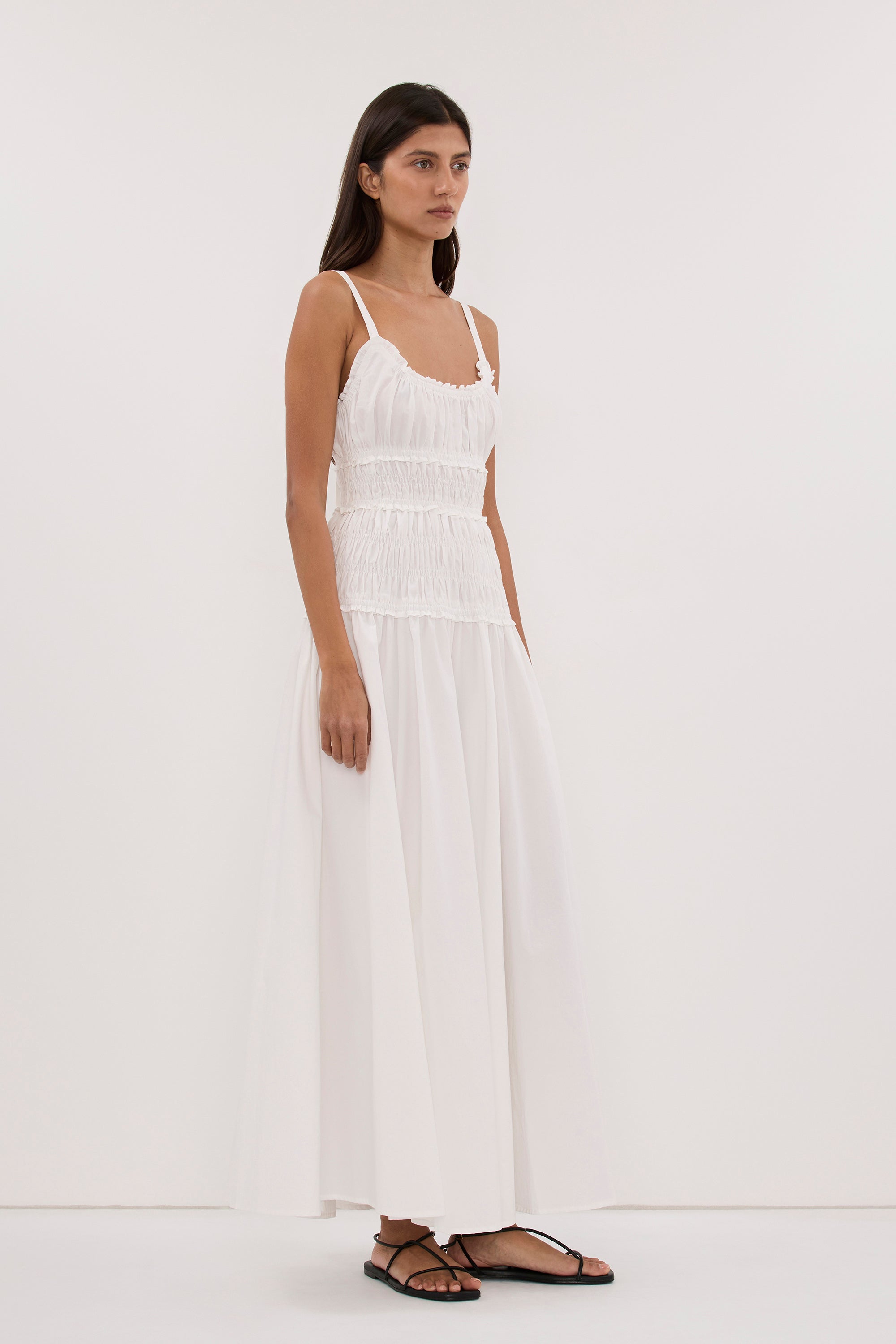TOBY WHITE COTTON MIDI DRESS