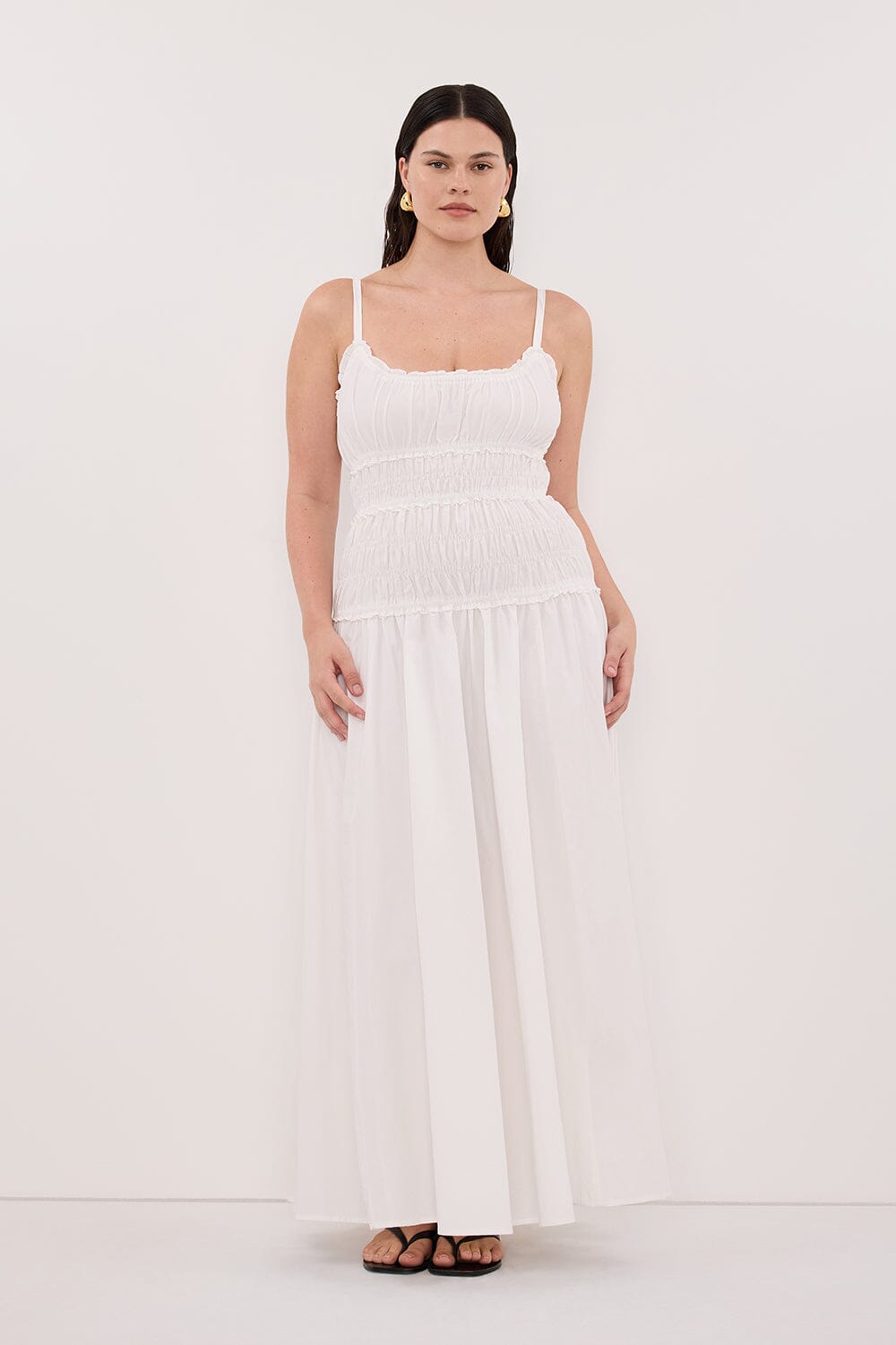 TOBY WHITE COTTON MIDI DRESS Clothing DISSH Boutiques 