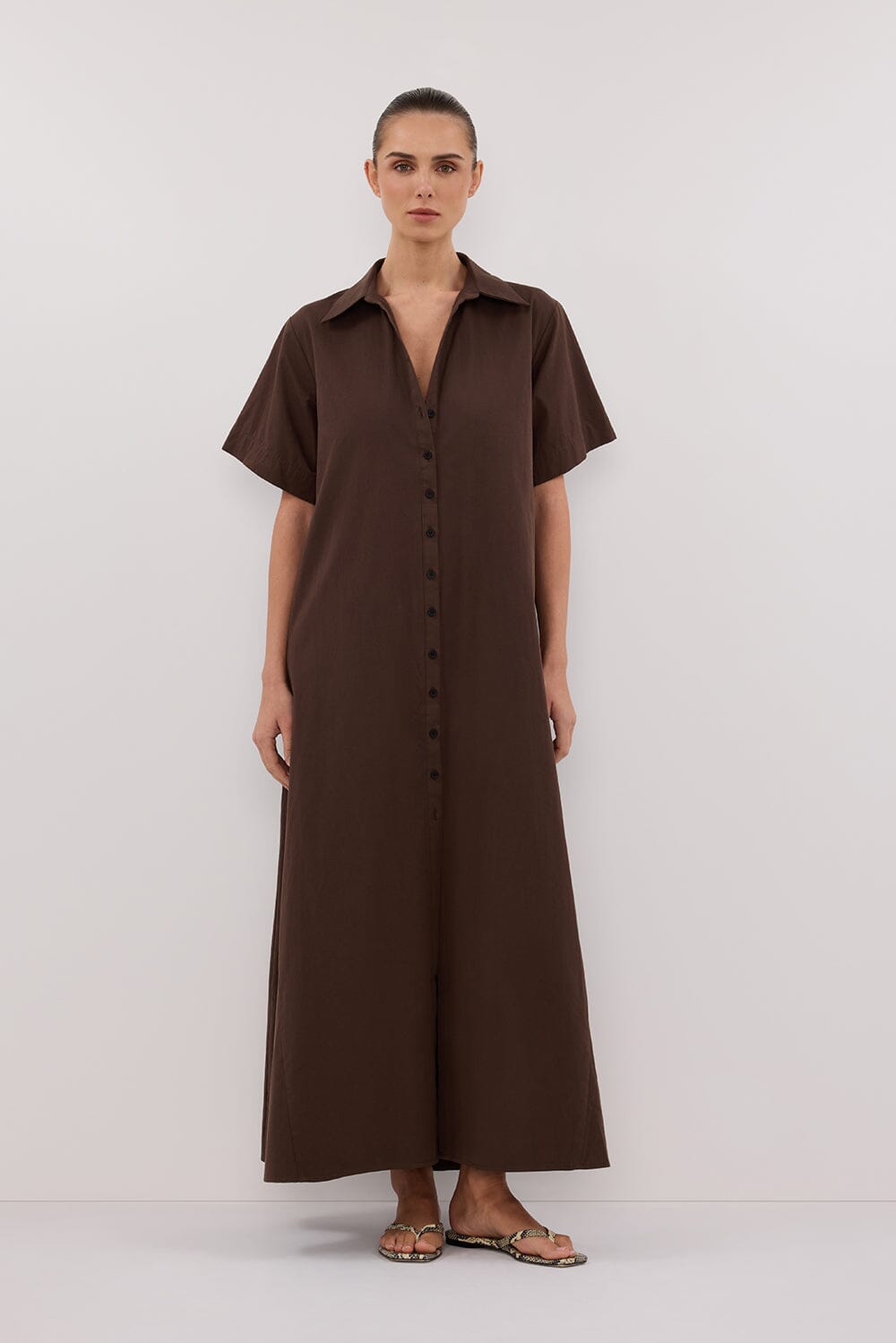 VIOLET BITTER CHOC SHIRT MIDI DRESS Clothing DISSH Boutiques 