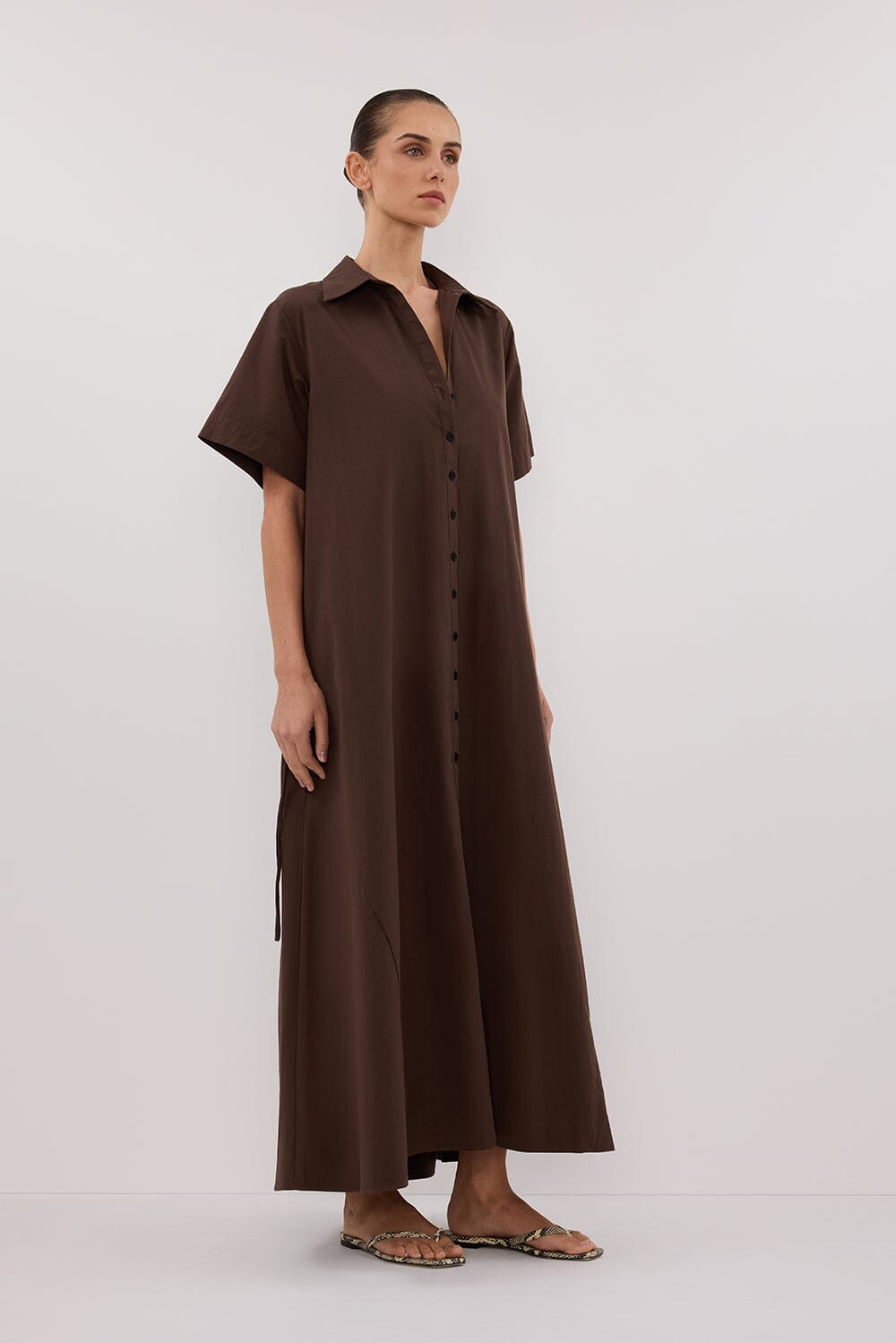 VIOLET BITTER CHOC SHIRT MIDI DRESS Clothing DISSH Boutiques 