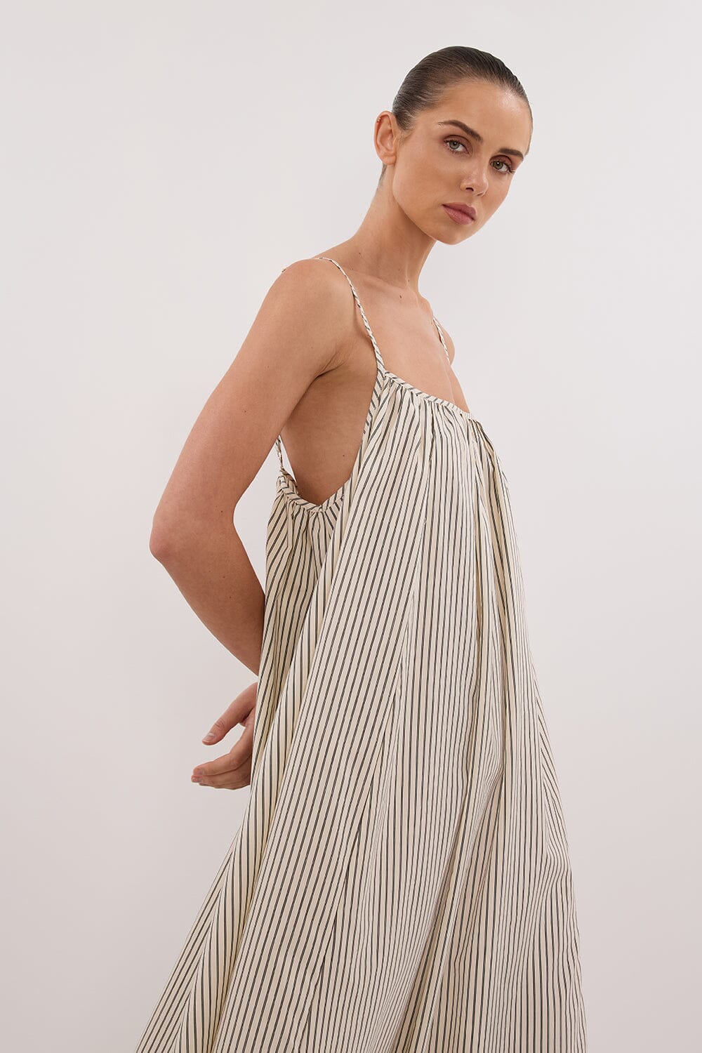 PALMA CREAM SILK BLEND MIDI DRESS Clothing DISSH Boutiques 