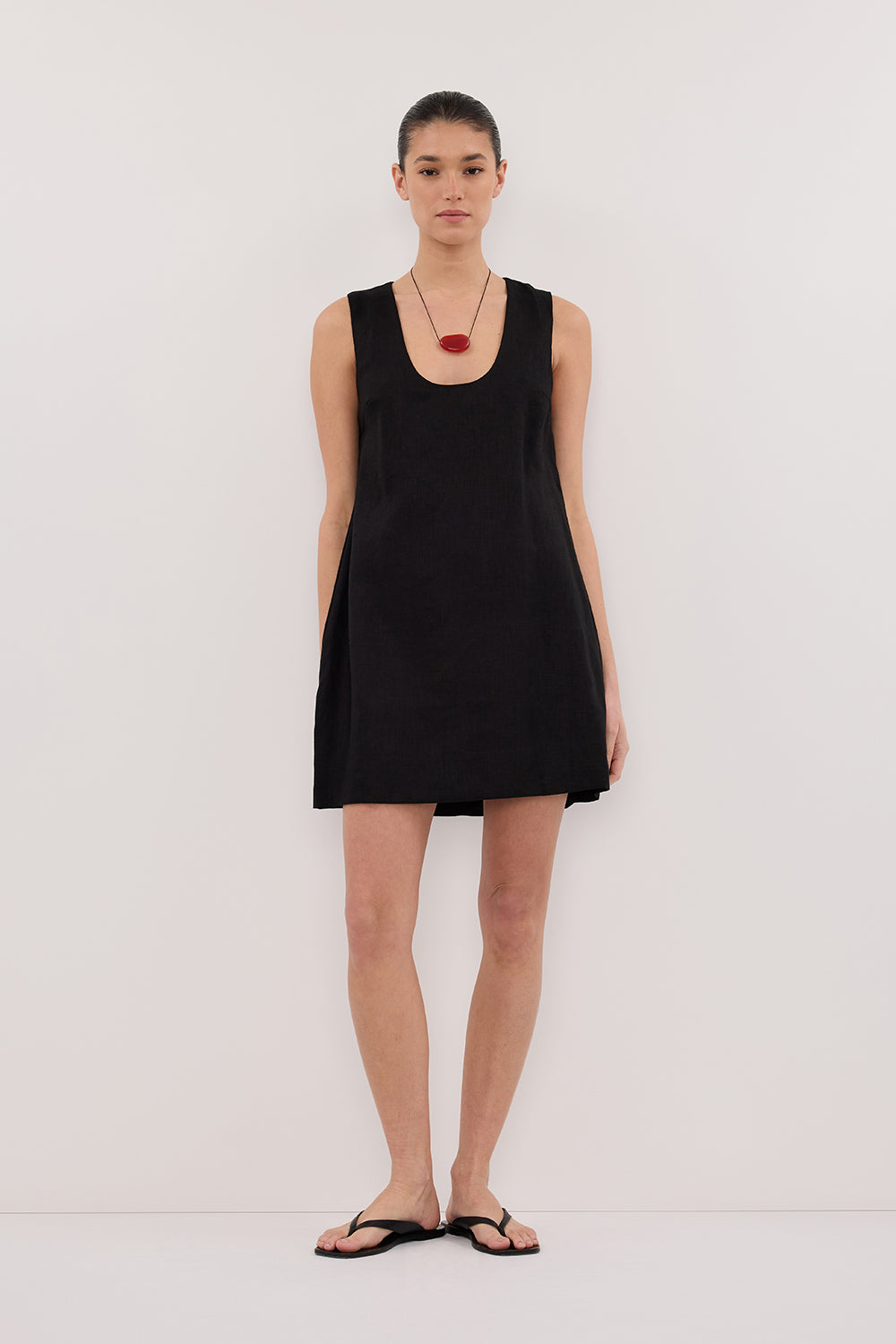 LOTUS BLACK LINEN MINI DRESS Clothing DISSH Boutiques 