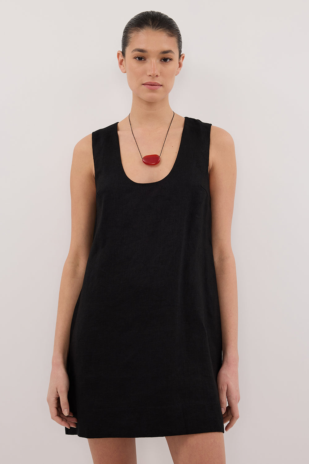 LOTUS BLACK LINEN MINI DRESS Clothing DISSH Boutiques 