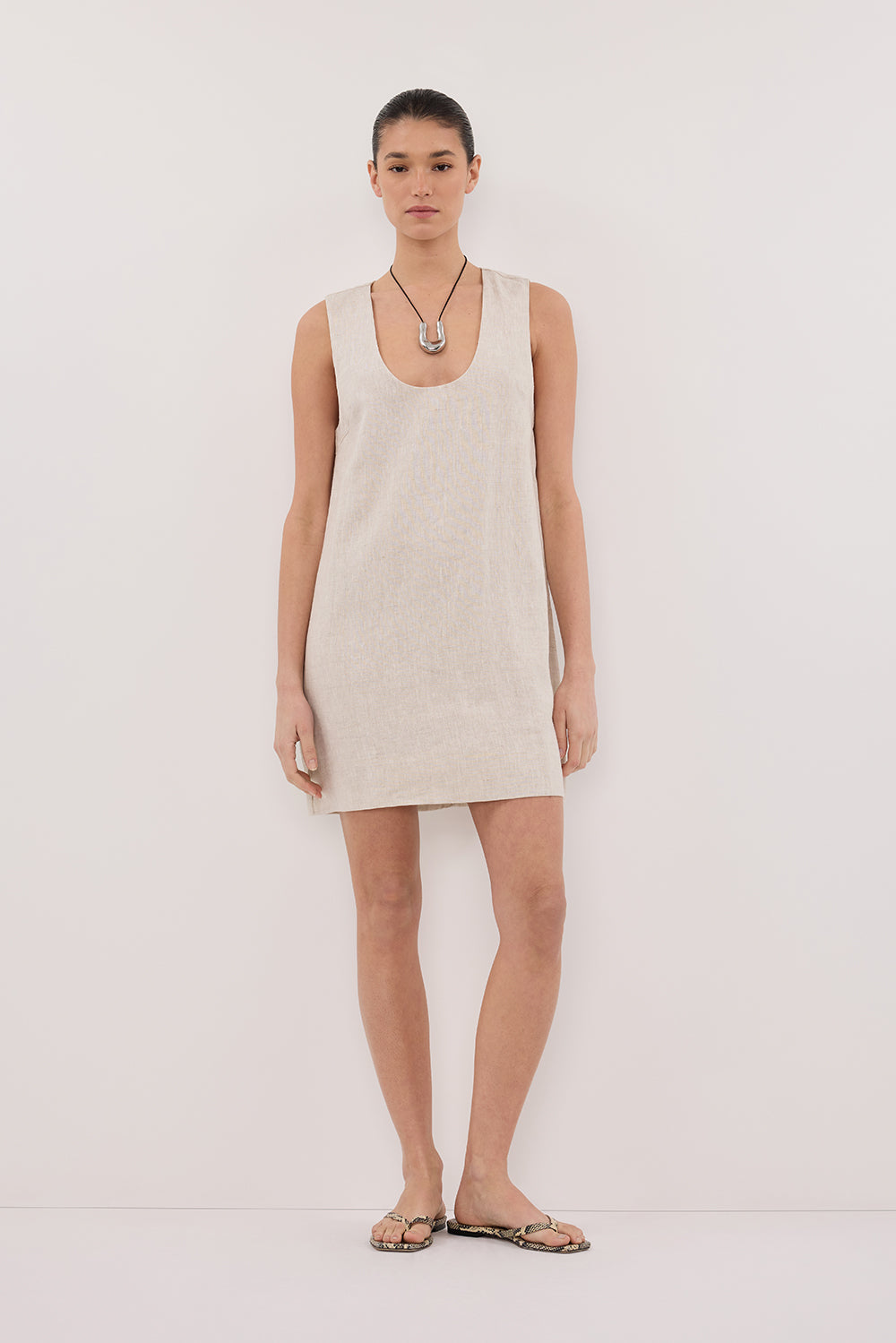 LOTUS NATURAL LINEN MINI DRESS Clothing DISSH Boutiques 12 NATURAL 