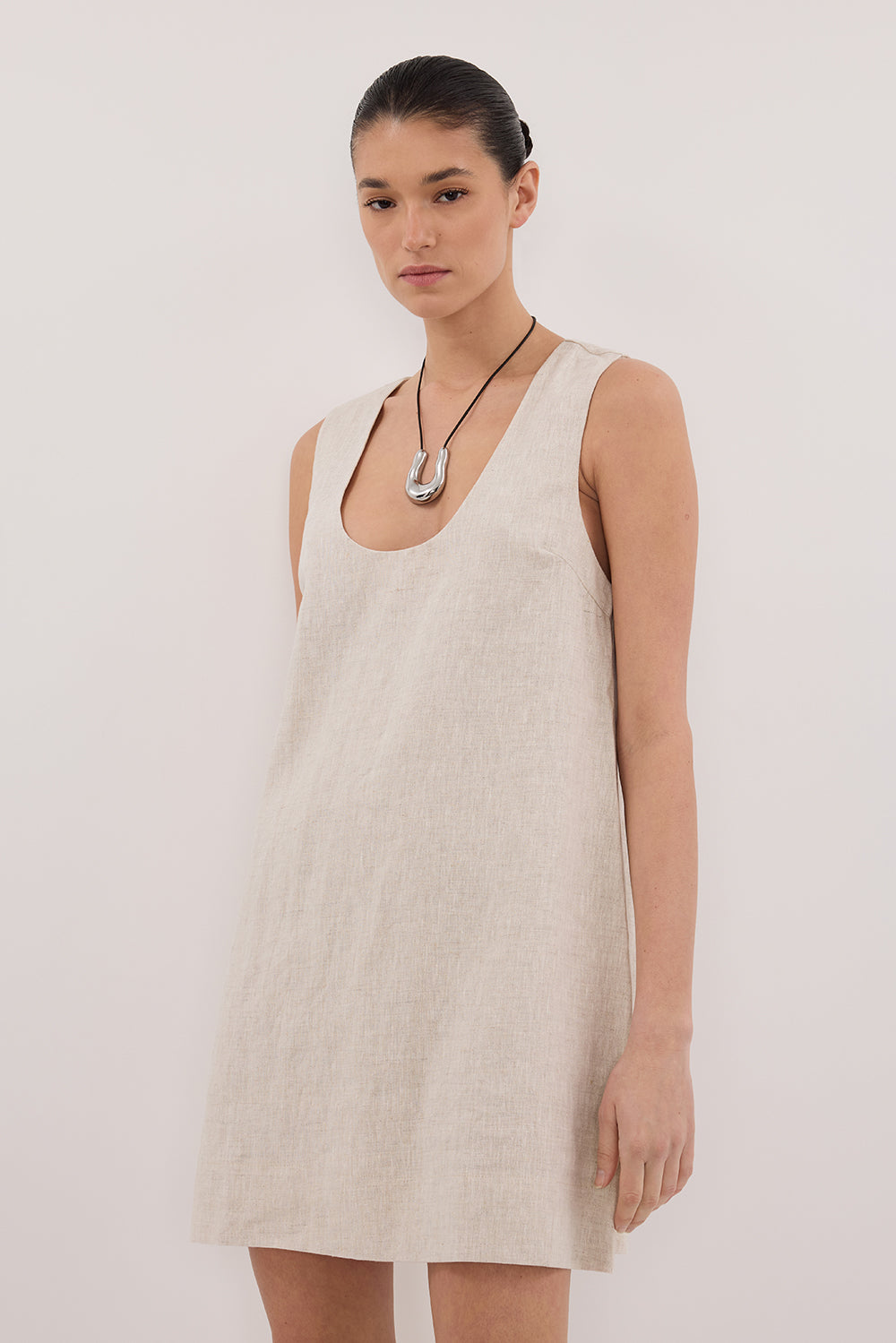 LOTUS NATURAL LINEN MINI DRESS Clothing DISSH Boutiques 