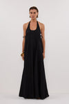 ABBY BLACK HALTER LINEN MAXI DRESS