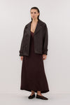 MILLIE WALNUT CUPRO SLEEVELESS MIDI DRESS