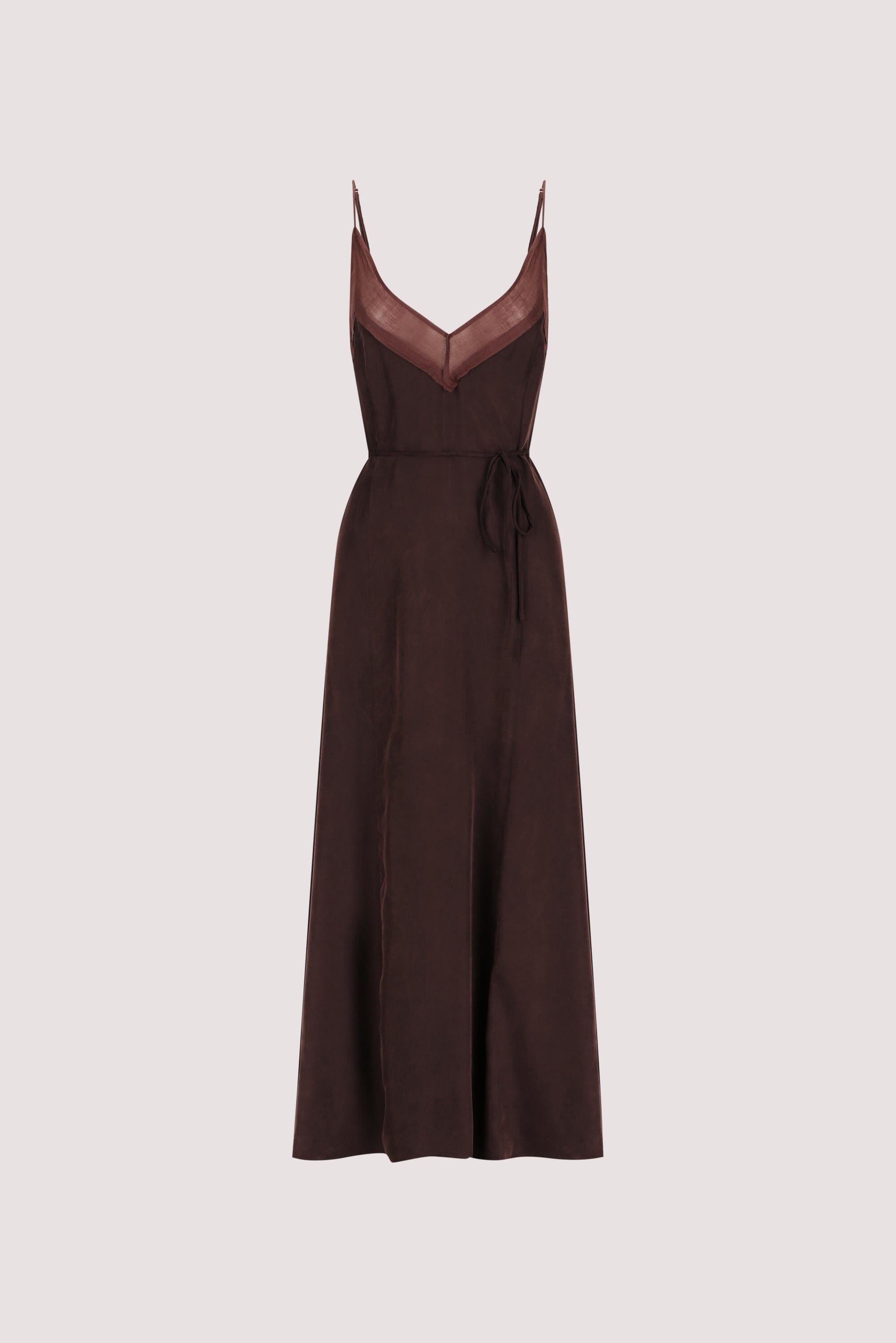 MILLIE WALNUT CUPRO SLEEVELESS MIDI DRESS