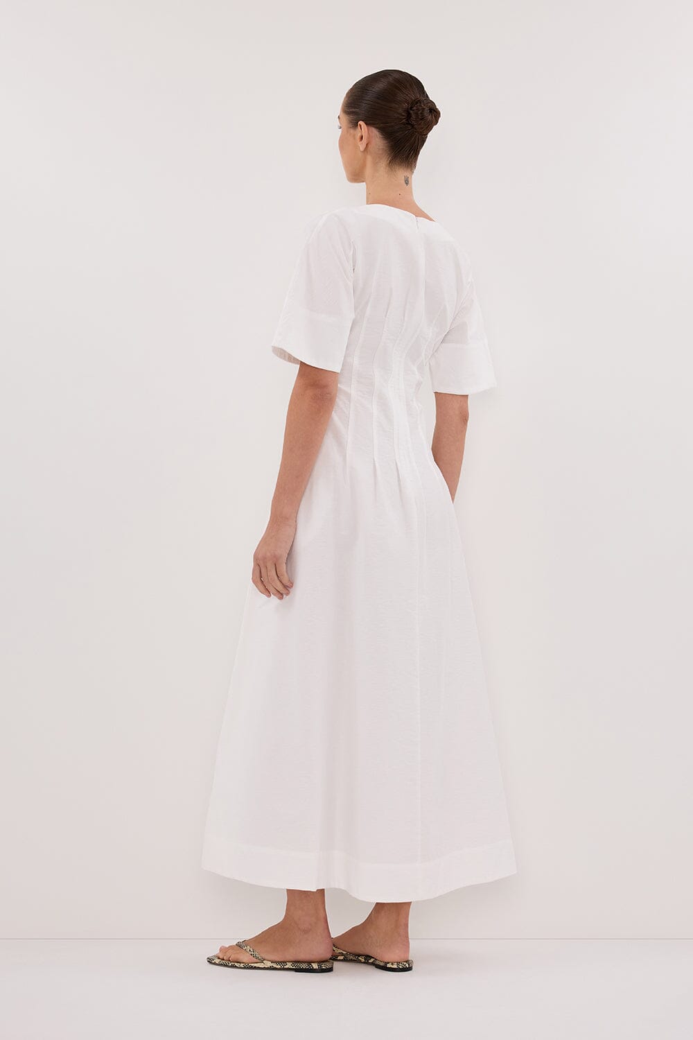 DAPHNE WHITE SLEEVED MIDI DRESS Clothing DISSH Boutiques 