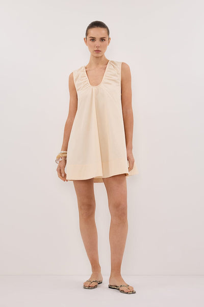 Stas wearing GABBY BUTTERMILK OVERSIZED COTTON MINI DRESS