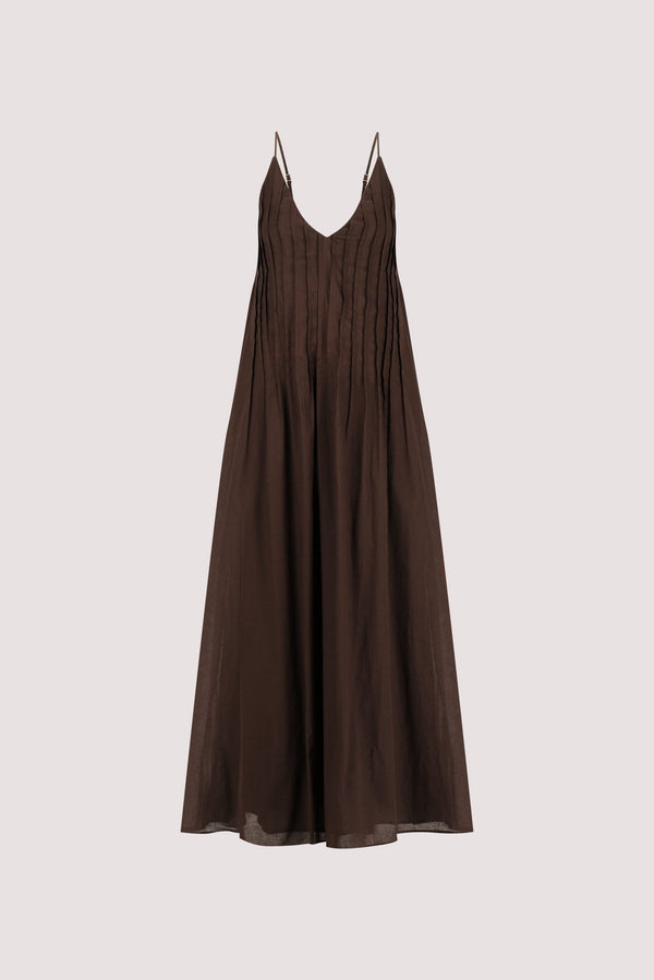 TAHLIA BITTER CHOC LINEN MAXI DRESS | Dissh TAHLIA BITTER CHOC LINEN MAXI DRESS | Dissh