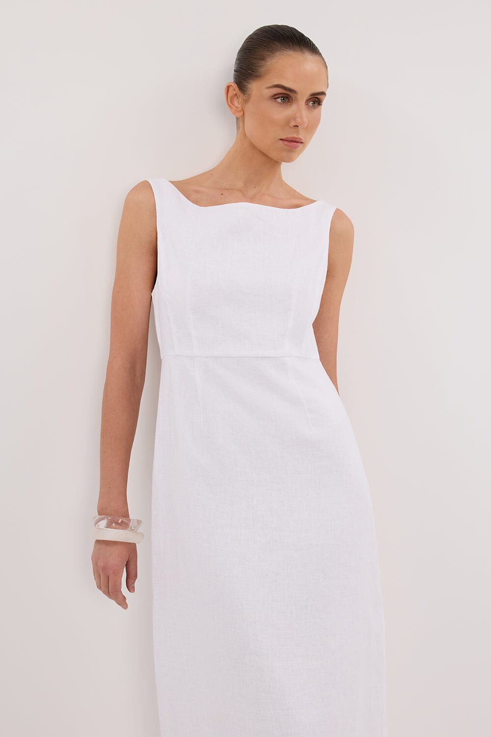 JULE WHITE LINEN MIDI DRESS Clothing DISSH Boutiques 