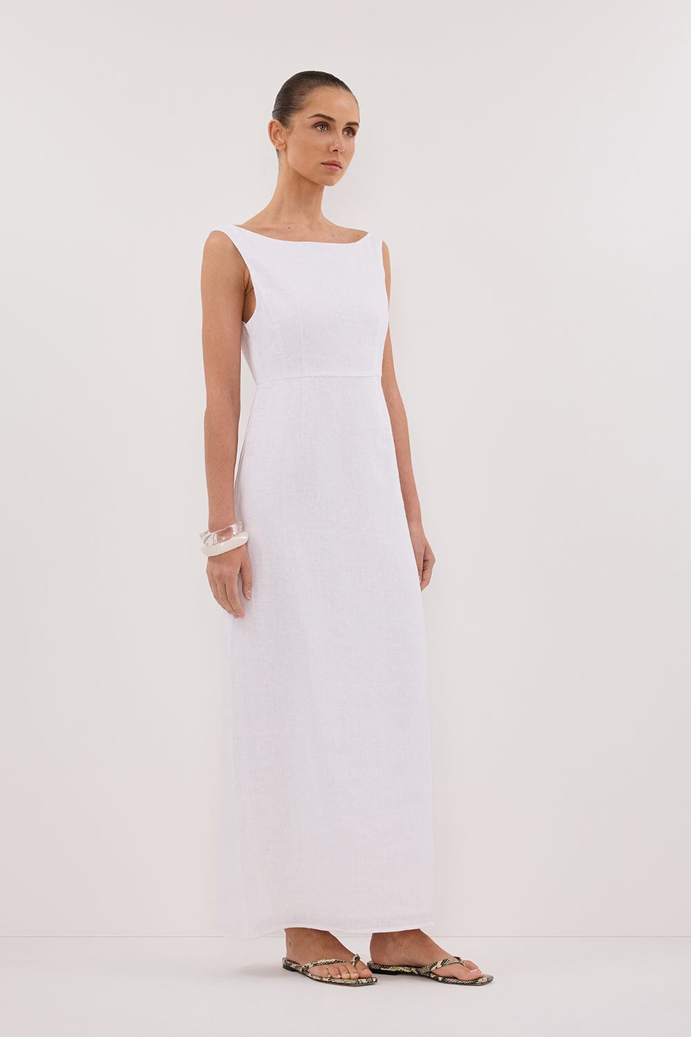 JULE WHITE LINEN MIDI DRESS Clothing DISSH Boutiques 