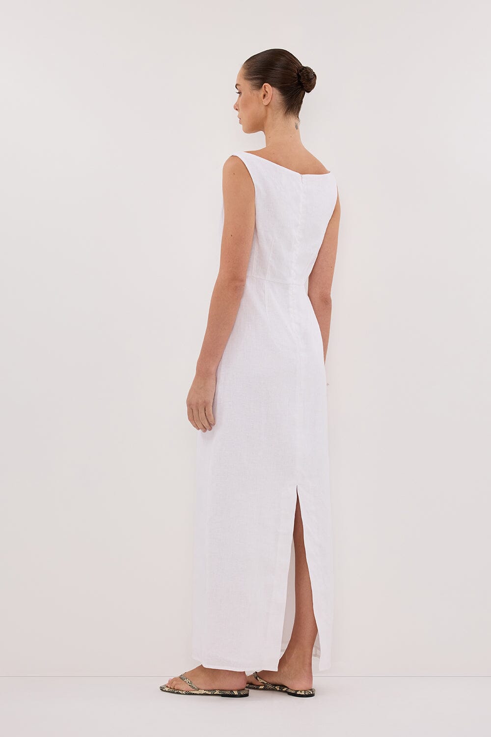 JULE WHITE LINEN MIDI DRESS Clothing DISSH Boutiques 
